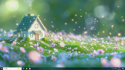 护眼小清新树木房屋主题