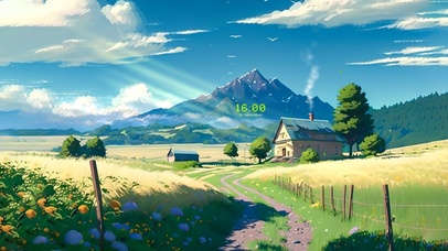 4K唯美治愈动漫夏日田野木屋