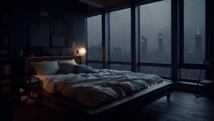 阴雨天的豪华卧室