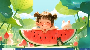 西瓜唯美荷塘少女