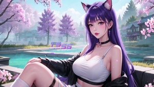 紫发花园可爱少女