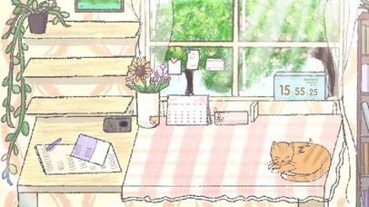 手绘春日阳光书桌