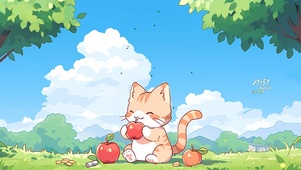 苹果树下小猫咪