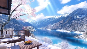 冬季湖景山水