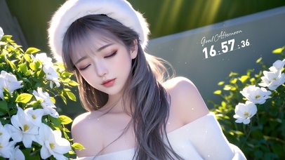 小清新治愈花丛少女