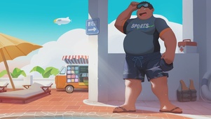 阳光沙滩的胖熊（小杰www）