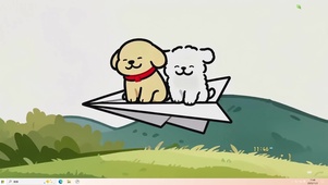 可爱纸飞机线条小狗主题