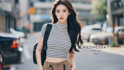 日韩街头清纯美女