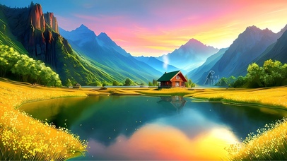靠山的河边小屋