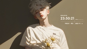 暖阳白发休憩少年