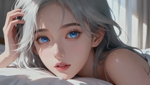 清纯甜美灰发女孩