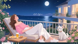海边夜晚露台