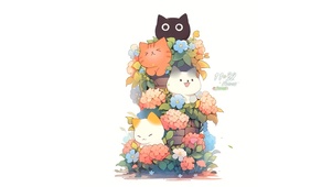 清新猫咪堆