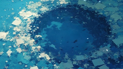 奇幻梦境废墟水塘