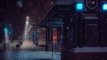 4K唯美治愈日系街道雪景