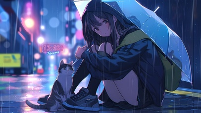 赛博雨夜少女