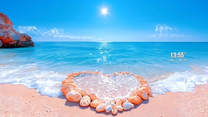 海边心形鹅卵石