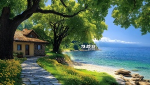 护眼海边树林房屋