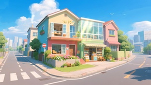 清新日系街道小屋4K