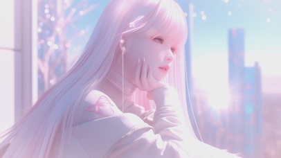 治愈系粉色甜美女孩