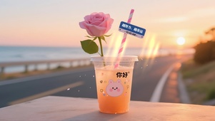 夕阳海边公路