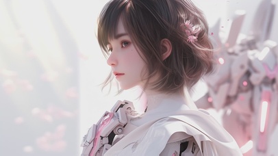【唯美4K】粉色花瓣，机甲少女