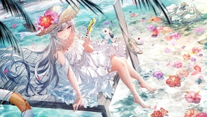 唯美夏日闲暇少女