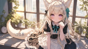 窗边狐耳少女