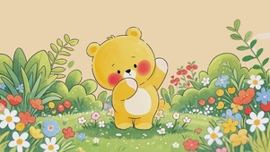 打招呼的小熊