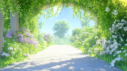 清新阳光雏菊小路