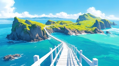 白色海岛木栈桥