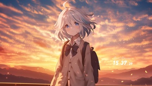 黄昏霞光少女
