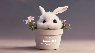 可爱花盆小兔