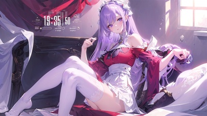 房间紫发白丝少女