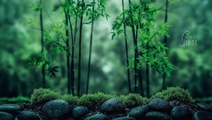 雨中绿竹