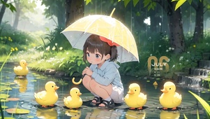 一起溪水鸭