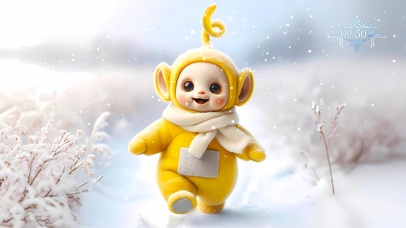 雪中可爱的天线宝宝