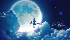 4K夜空飞行的魔女