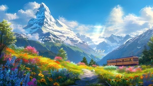 明媚花海山谷