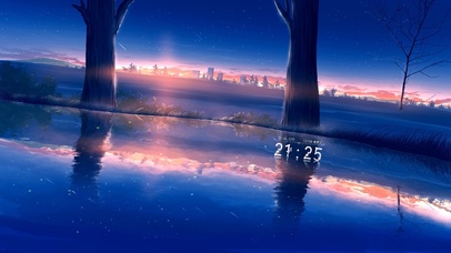 日落镜湖流星雨