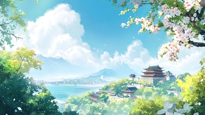 远郊海港古镇的海边