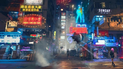 赛博朋克夜晚城市