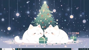 可爱雪景猫咪