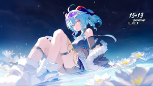 唯美蓝发樱花少女
