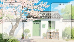 春日樱花中式小院分区桌面