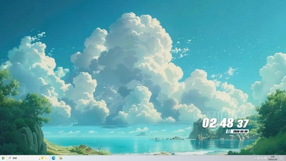 蓝天白云树木海景桌面主题