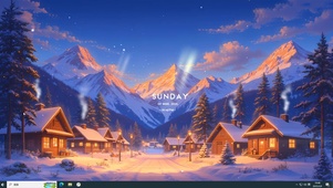 夜晚雪中村庄