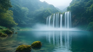 幽潭听瀑