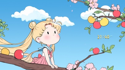 摘苹果的美少女