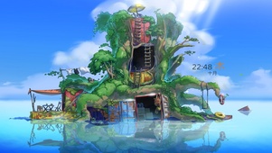 4k 治愈唯美海上巨树房屋